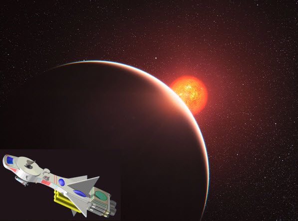 Triton im Nachtbereich des Planeten Merkur